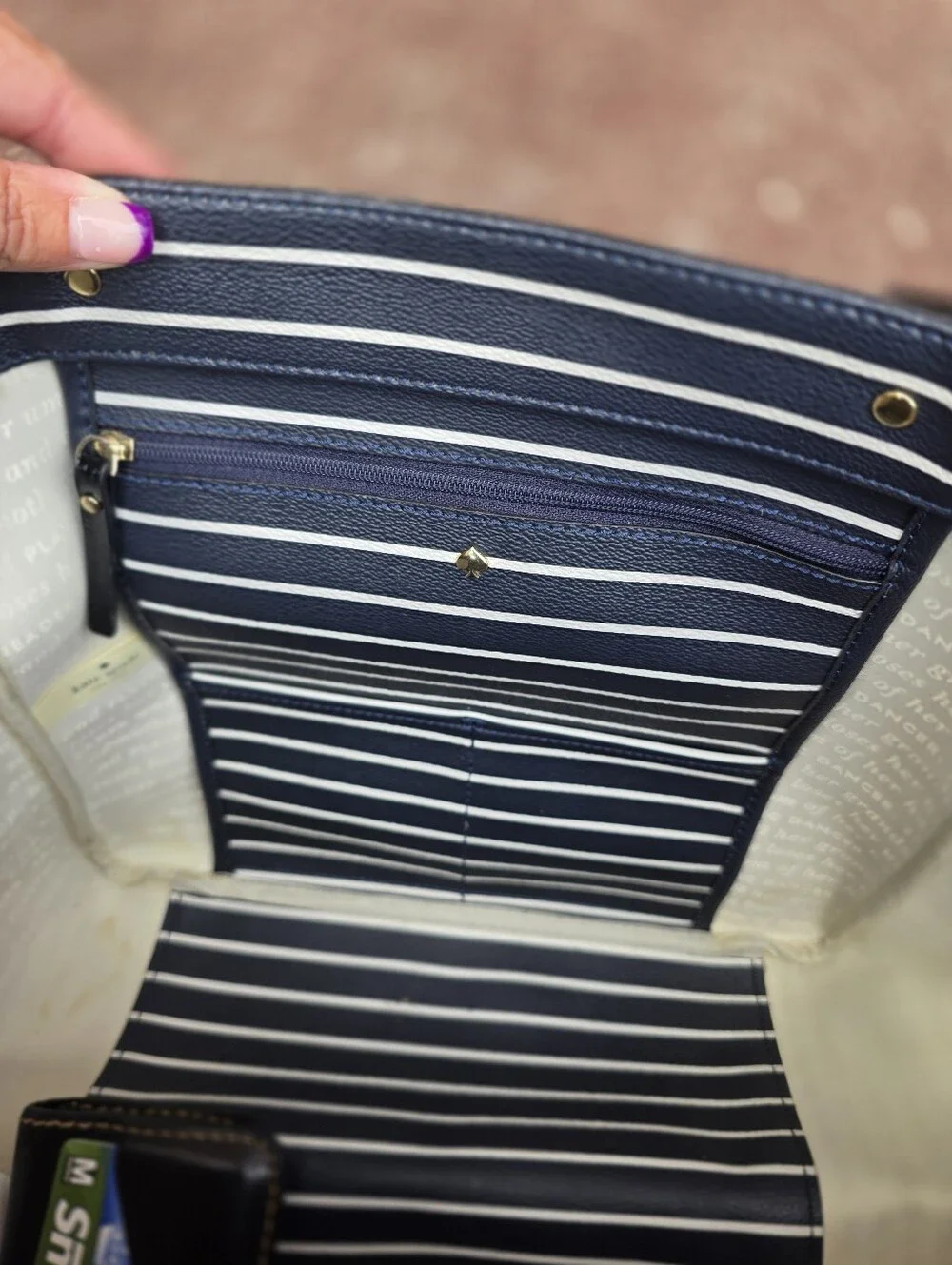 Kate Spade Navy and White Striped Tote